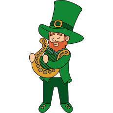 Leprechaun Playing Harp