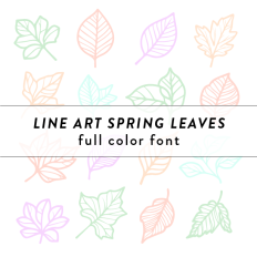 Line Art Spring Leaves Full Color Font