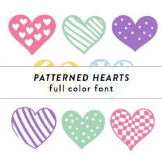 Patterned Hearts Full Color Font