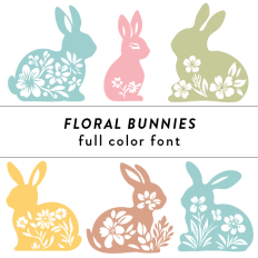 Floral Bunnies Full Color Font