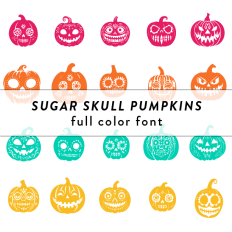 Sugar Skull Pumpkins Full Color Font