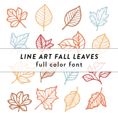 Line Art Fall Leaves Full Color Font