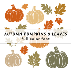 Autumn Pumpkins and Leaves 1 Full Color font