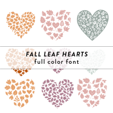 Fall Leaf Hearts Full Color Font
