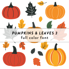 Pumpkins and Leaves 3 Full Color Font