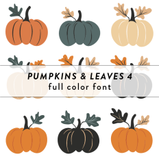 Pumpkins and Leaves 4 Full Color Font