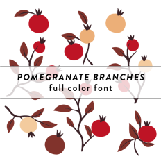 Pomegranate Branches Full Color Font