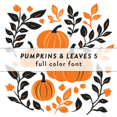 Pumpkins and Leaves 5 Full Color Font