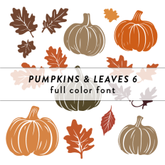 Pumpkins and Leaves 6 Full Color Font