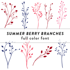 Summer Berry Branches Full Color Font