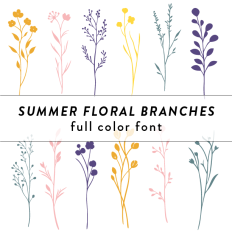 Summer Floral Stems Full Color Font