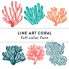 Line Art Coral Full Color Font