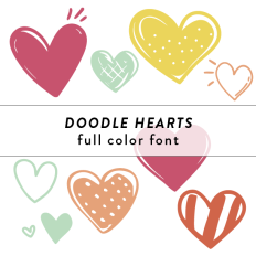 Doodle Hearts Full Color Font