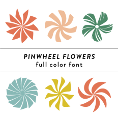 Pinwheel Flowers Full Color Font