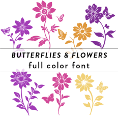 Flowers & Butterflies Full Color Font