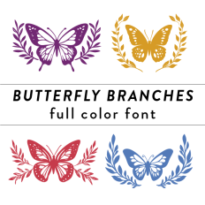 Butterfly Branches Full Color Font