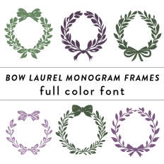 Bow Laurel Wreaths Full Color Font