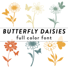 Butterflies and Daisies Full Color Font