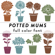 Potted Mums Full Color Font