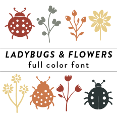 Ladybugs & Flowers Full Color Font