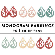 Monogram Earrings Full Color Font