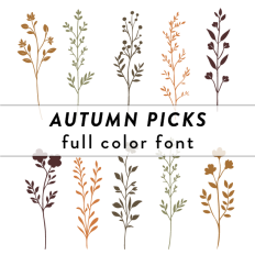 Autum Floral Picks Full Color Font
