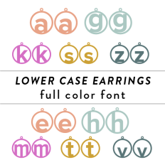 Lower Case Monogram Earrings Full Color Font