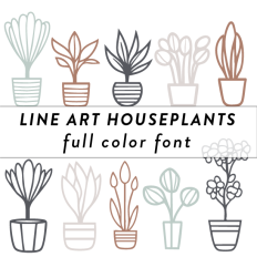 Line Art Houseplants Full Color Font