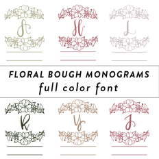 Floral Bough Monograms Full Color Font