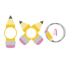 Pencil Monogram Frame Set