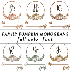 Family Pumpkin Monogram Frames Full Color Font