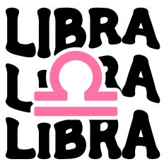 Libra Horoscope Retro Wavy Word