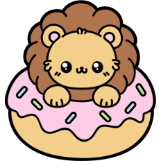 cute lion in a donut