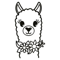 Llama with Flowers SVG Cut File