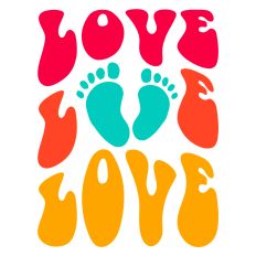Retro Love Footprints Word