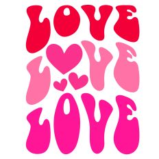 Retro Love Hearts Word