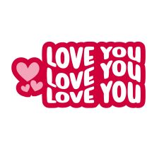 Love You Retro Wavy Layered Quote