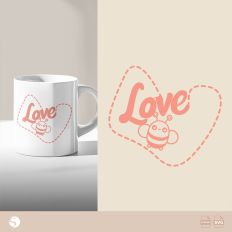 Love Bee Silhouette Cut File, Valentine Design