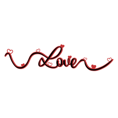 Love calligraphy with hearts