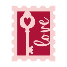 "Key to Love" Postage Stamp Frame SVG for Valentine's Day