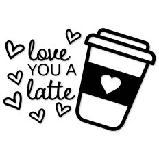 Love You A Latte, To Go Coffee Cup with Hearts
