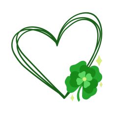 Lucky Irish Heart with Sparkling Shamrock - Silhouette Cut File