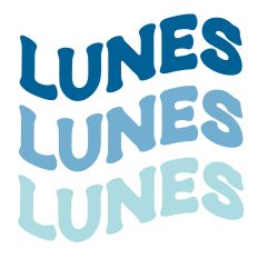 Lunes Monday Spanish Retro Wavy Layered Word