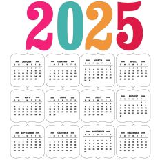 2025 Calendar Print and Cut