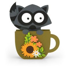 Box Card Teacup Fall Raccoon
