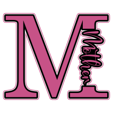 Mother Word Art SVG | Monogram Letter M with Script