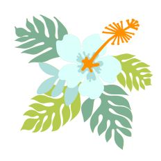 Hibiscus Tropical Flower and Monstera Leaves Design Regular Cut File
