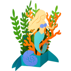 Mermaid 3D Greeting Card