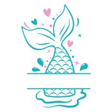 Mermaid Tail Split SVG Cut File