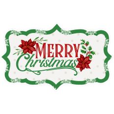 Merry Christmas Title Poinsettias Green Snowflakes - Print and Cut